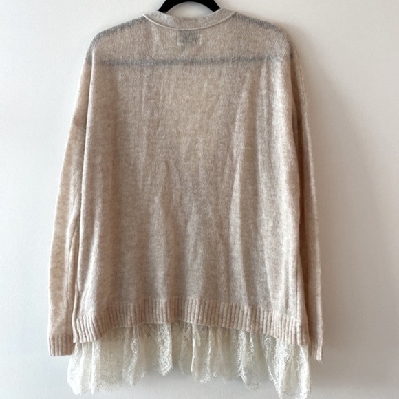 Anthropologie Saturday Sunday Lace Hem Alpaca Blend Cardigan - Picture 9 of 13